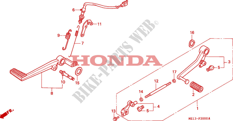 PEDALE pour Honda BIG ONE 1000 de 1993