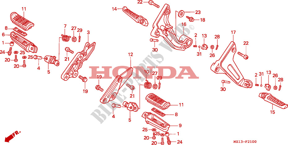 REPOSE PIED pour Honda BIG ONE 1000 de 1993