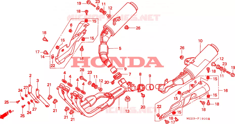 SILENCIEUX D'ECHAPPEMENT Honda MOTO 1000 CBR 1993  CBR1000FP