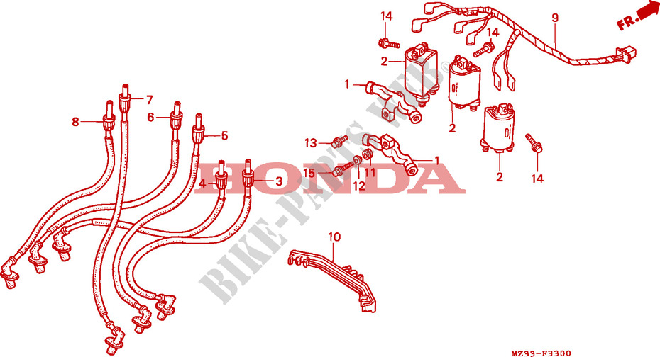 BOBINE D'ALLUMAGE pour Honda GL 1500 GOLD WING SE 20th aniversary de 1995