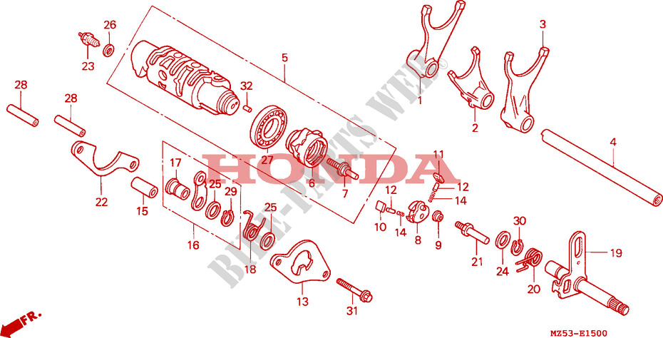 BARILLET DE SELECTION pour Honda SHADOW 750 de 1995