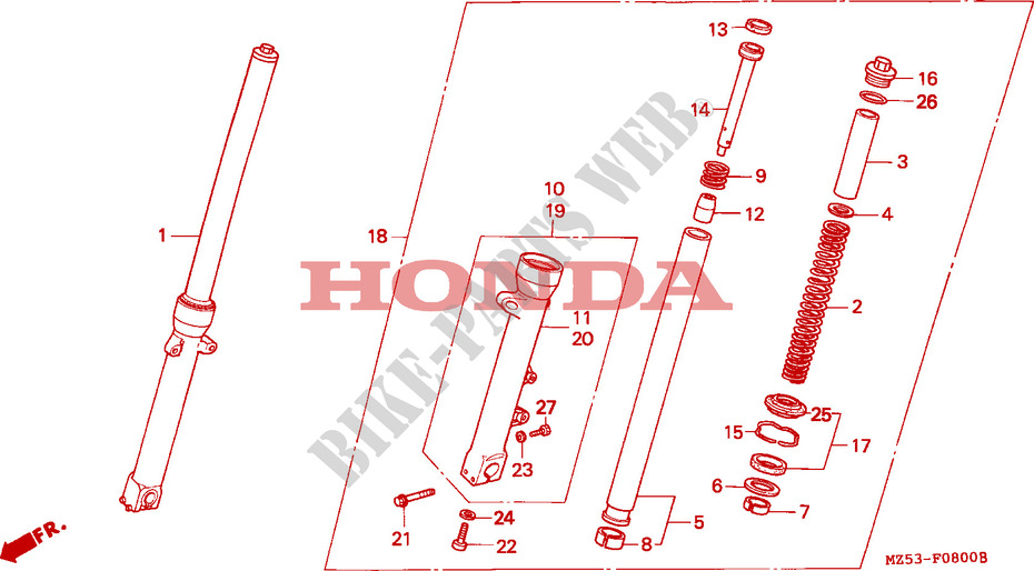 FOURCHE pour Honda SHADOW 750 de 1995