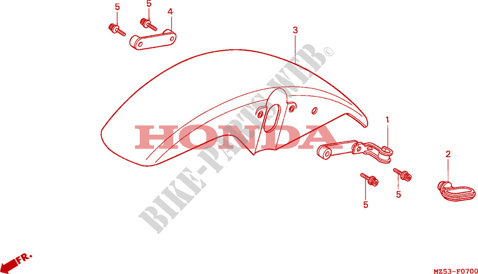 GARDE BOUE AVANT pour Honda SHADOW 750 de 1996