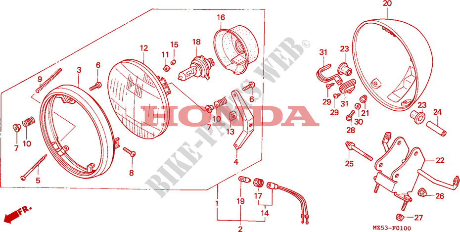 PHARE pour Honda SHADOW 750 34HP de 1996