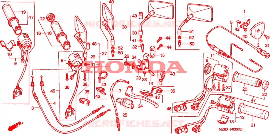 COMMODO - LEVIER - CABLE Honda MOTO 600 SHADOW 1996  VT600CT
