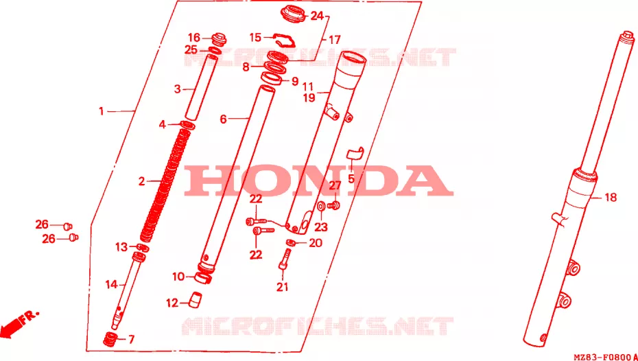 FOURCHE Honda MOTO 400 STEED 1995  NV400CS