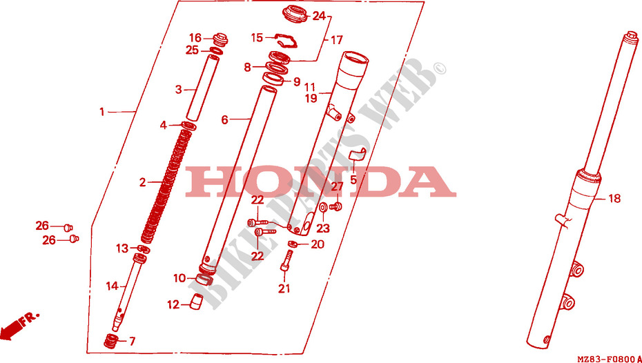 FOURCHE pour Honda VLX SHADOW 600 de 1994