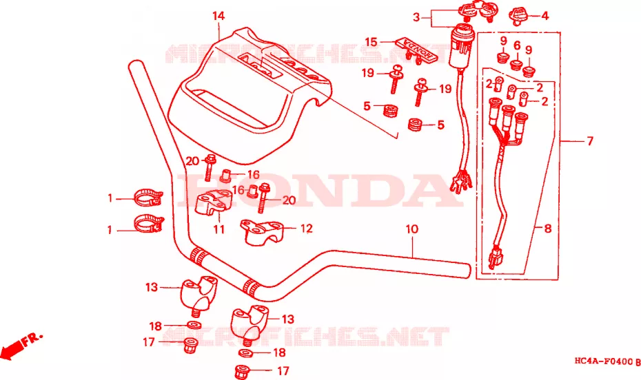 GUIDON Honda ATV 300 FOURTRAX 1993  TRX300FWP