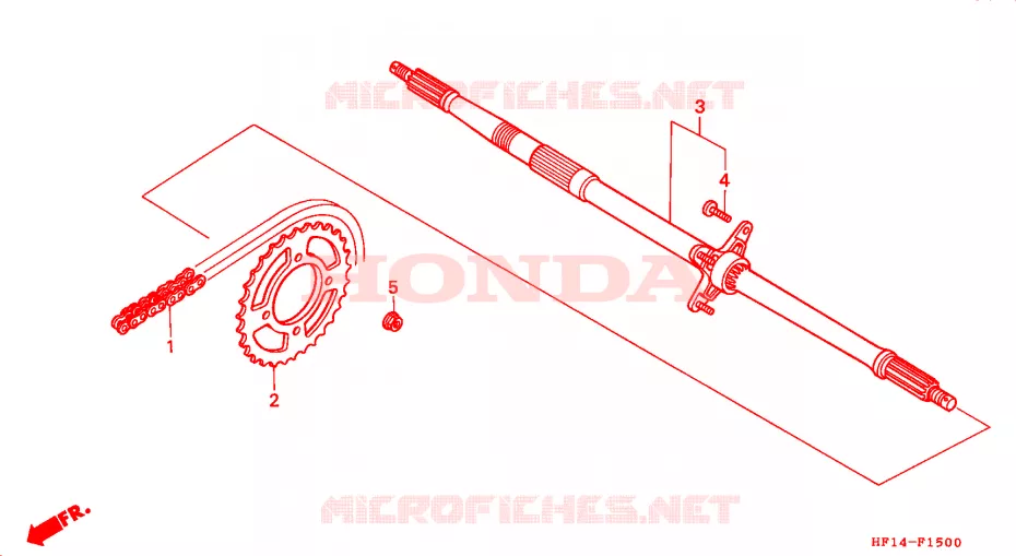 ARBRE DE ROUE ARRIERE Honda ATV 200 FOURTRAX 1994  TRX200DR