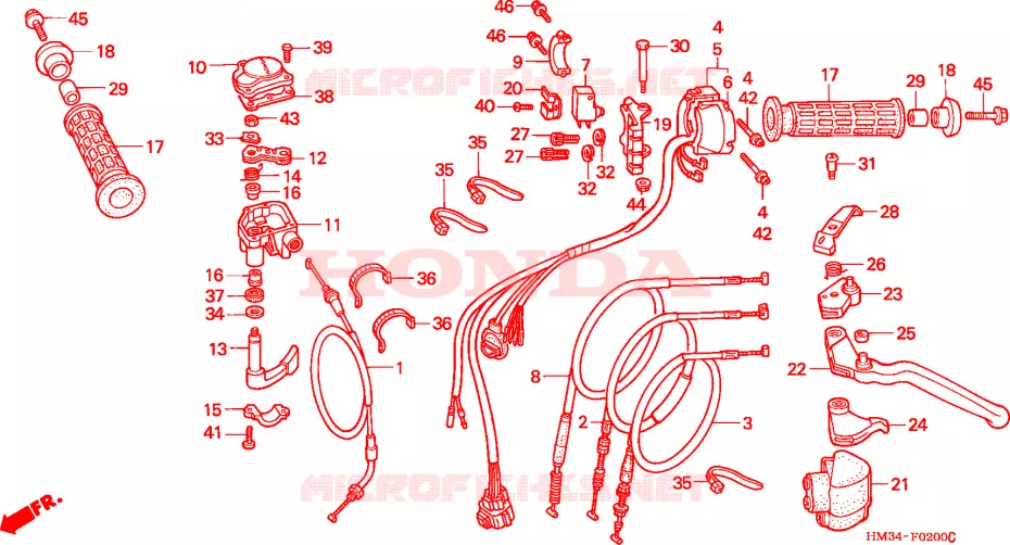 COMMODOS - POIGNEES Honda ATV 300 FOURTRAX 1998  TRX300EXW