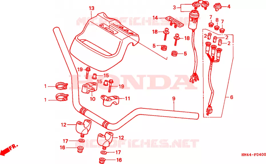GUIDON Honda ATV 300 FOURTRAX 1998  TRX300FWW