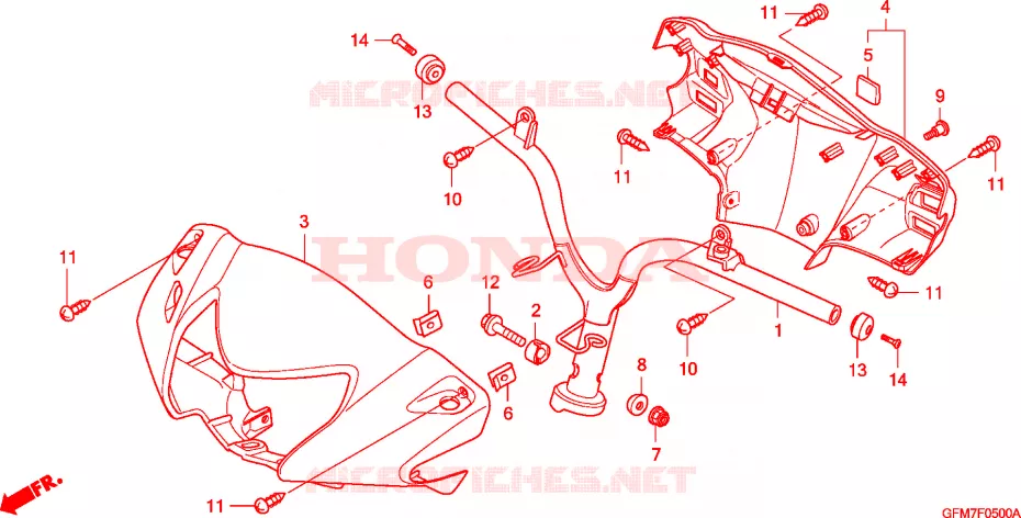 GUIDON - CARENAGE Honda SCOOTER 110 LEAD 2010  NHX110WHA