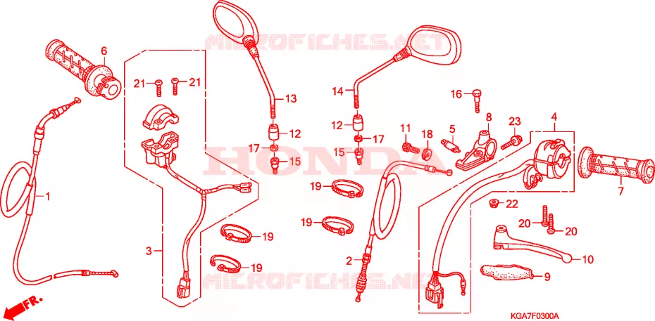 LEVIER DE GUIDON - CABLE - COMMODO Honda MOTO 125 CG 2007  CG125ES4