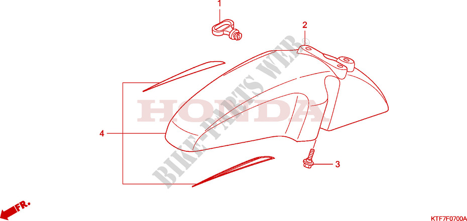 GARDE BOUE AVANT pour Honda SH 125 INJECTION TOP BOX de 2006
