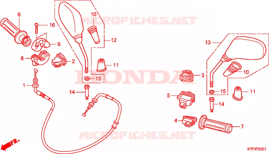 COMMODO - CABLE - RETROVISEUR (SH125/R/150/R) Honda SCOOTER 125 SH 2010  SH125RA