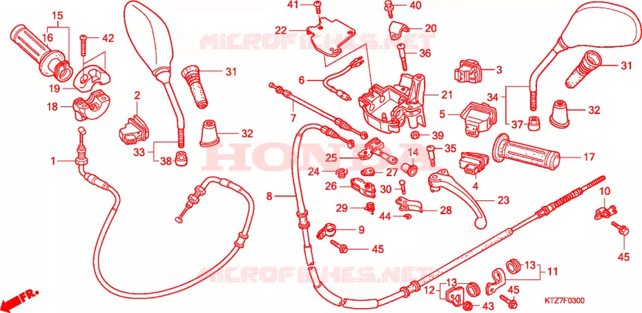 LEVIER DE GUIDON - CABLE - COMMODO Honda SCOOTER 125 PES 2007  PES1257