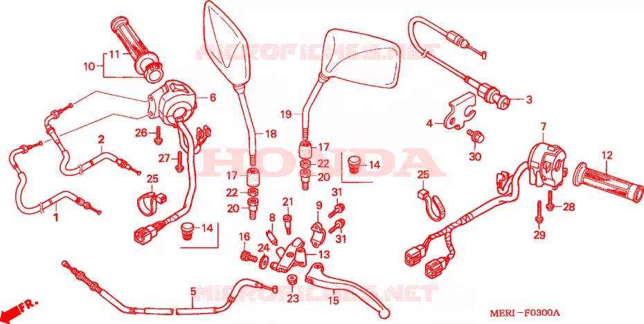 LEVIER DE GUIDON - CABLE - COMMODO Honda MOTO 600 CBF 2005  CBF600N4