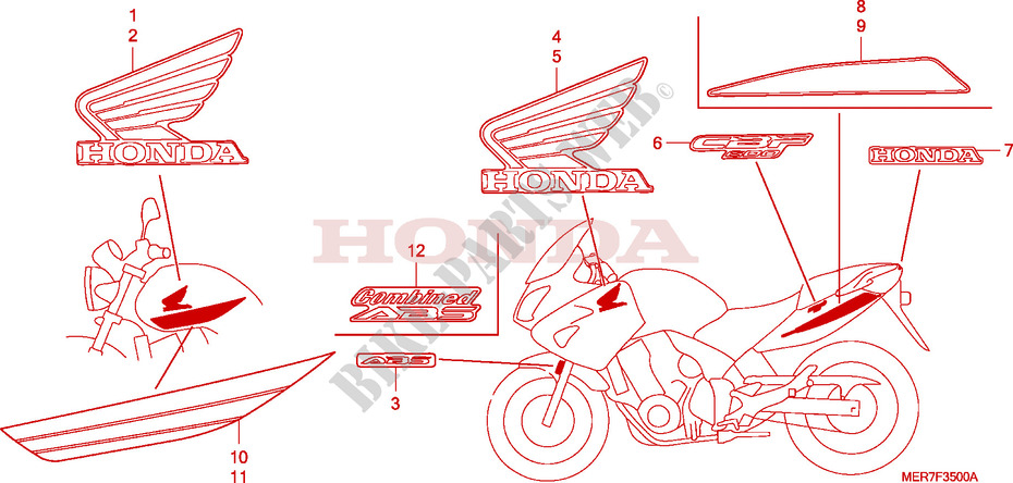 AUTOCOLLANTS pour Honda CBF 600 CARENEE ABS de 2006
