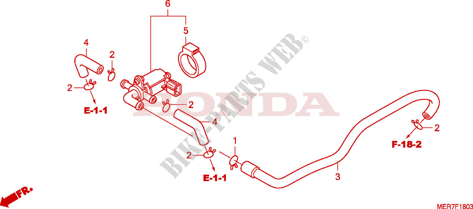 COMMANDE INJECTION D'AIR SOUPAPE(2) pour Honda CBF 600 NAKED de 2008