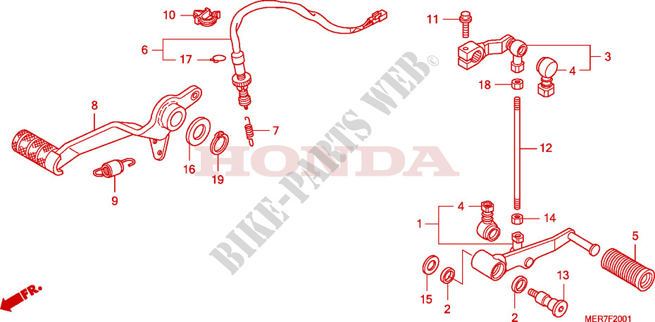 PEDALE DE FREIN/PEDALE DE CHANGEMENT(CBF600S8/SA8/N8/NA8) pour Honda CBF 600 NAKED ABS de 2008