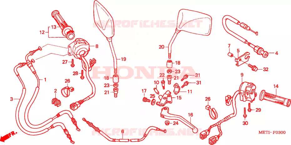 LEVIER DE GUIDON - CABLE - COMMODO Honda MOTO 500 CBF 2006  CBF5006
