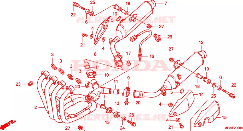 SILENCIEUX D'ECHAPPEMENT Honda MOTO 1000 CBF 2008  CBF10008