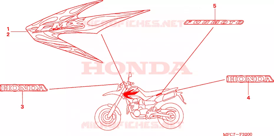 AUTOCOLLANTS Honda MOTO 650 FMX 2006  FMX6506