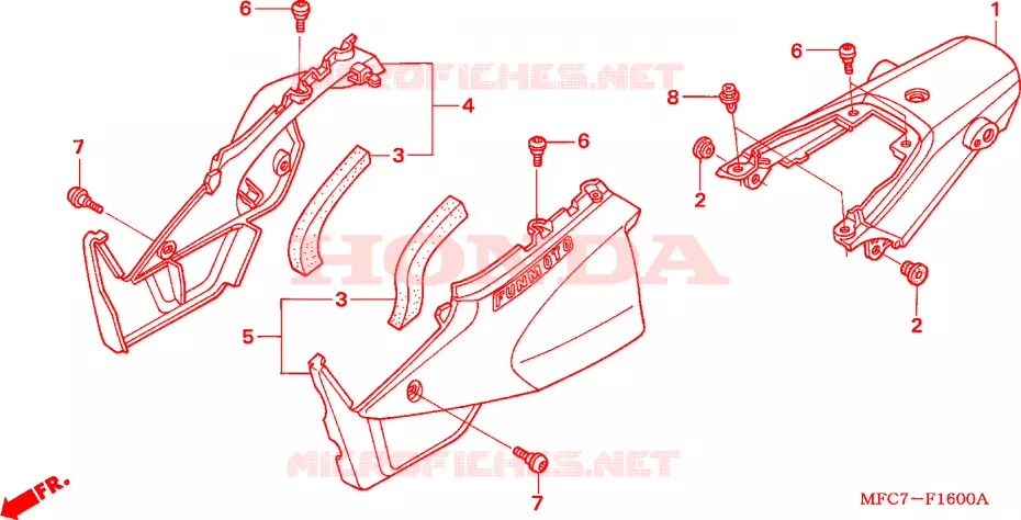 COUVERCLES LATERAUX Honda MOTO 650 FMX 2006  FMX6506