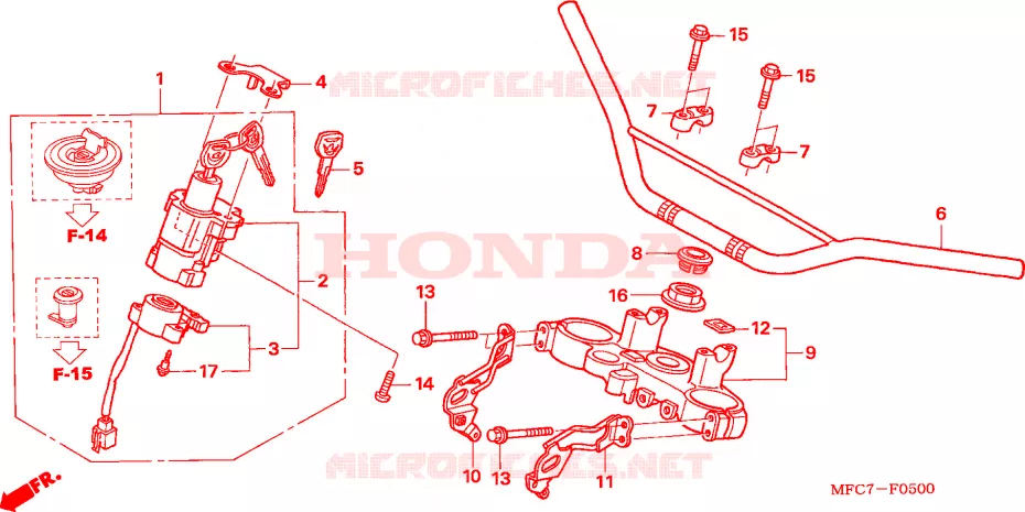 GUIDON - TE DE FOURCHE Honda MOTO 650 FMX 2006  FMX6505_F