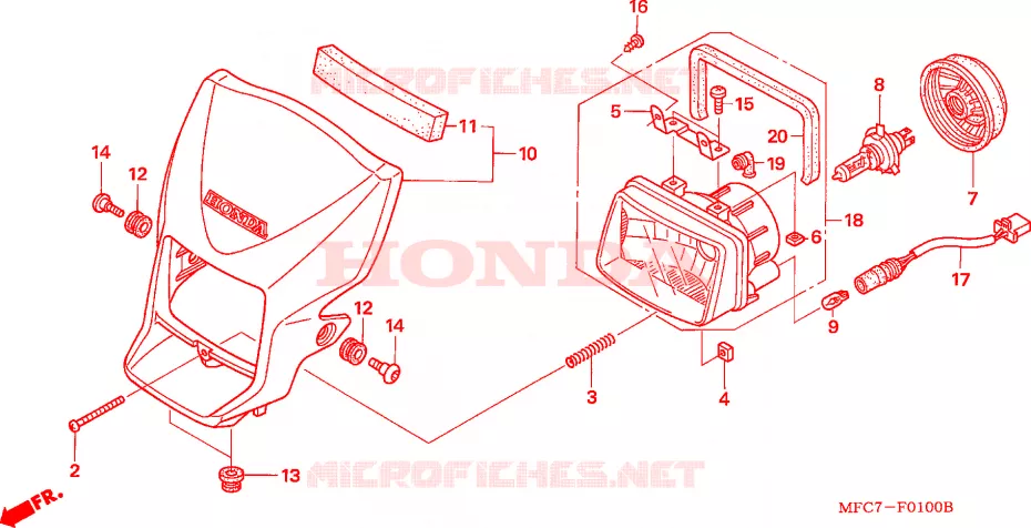 PHARE Honda MOTO 650 FMX 2005  FMX6505_F