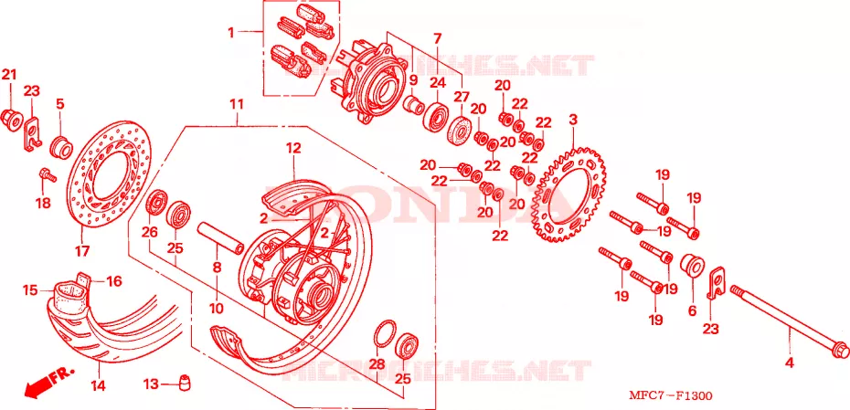 ROUE ARRIERE Honda MOTO 650 FMX 2006  FMX6505