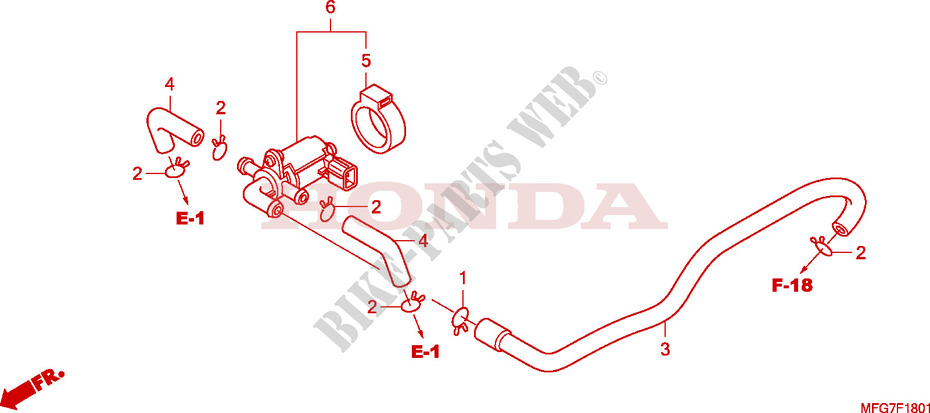 COMMANDE INJECTION D'AIR SOUPAPE pour Honda CB 600 F HORNET ABS de 2007