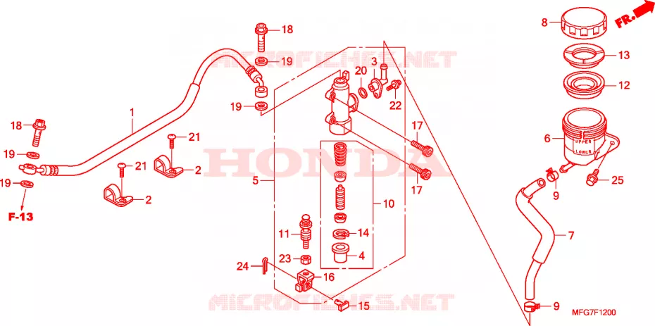 MAITRE-CYLINDRE FREIN AR. CYLINDRE(CB600F/F3) Honda MOTO 600 HORNET 2009  CB600F9