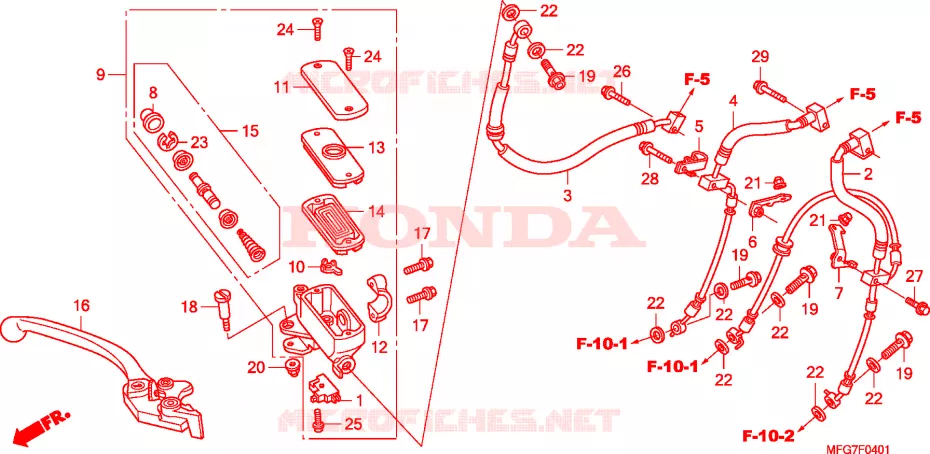 MAITRE-CYLINDRE FREIN AV.(CB600FA/FA3) Honda MOTO 600 HORNET 2009  CB600FA39
