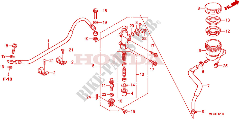 REAR BRAKE MASTERCYLINDER pour Honda CB 600 F HORNET STRIPE 34HP de 2010