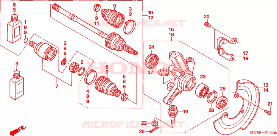 ARBRE DE ROUE AVANT Honda ATV 680 FOURTRAX 2007  TRX680FA7