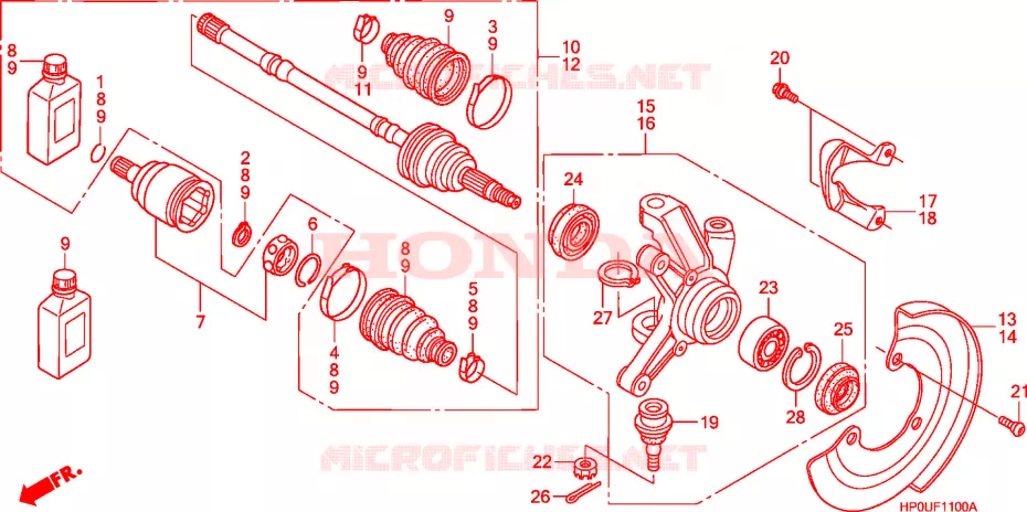 ARBRE DE ROUE  Honda ATV 500 FOURTRAX 2007  TRX500FM7