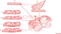 AUTOCOLLANTS pour Honda FOURTRAX 500 FOREMAN 4X4 RED de 2012