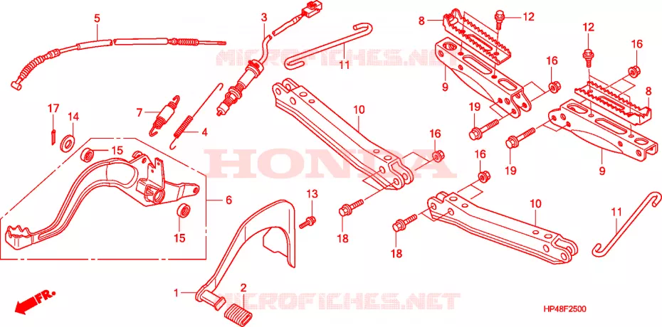 REPOSE PIED - PEDALE Honda ATV 420 FOURTRAX 2007  TRX420TM7