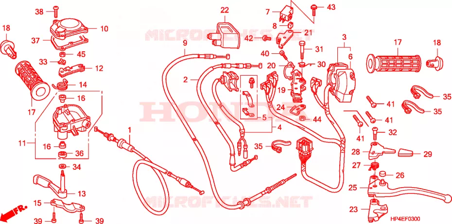 LEVIER DE GUIDON - CABLE - COMMODO Honda ATV 420 FOURTRAX 2009  TRX420TM9
