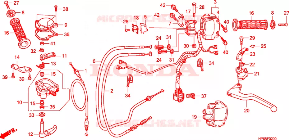 LEVIER DE GUIDON - CABLE - COMMODO Honda ATV 700 FOURTRAX 2011  TRX700XXB