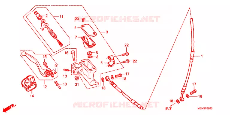 MAITRE CYLINDRE DE FREIN AVANT Honda MOTO 450 CRF 2011  CRF450RB