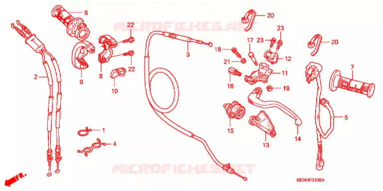 LEVIER DE GUIDON - CABLE - COMMODO Honda MOTO 450 CRF 2012  CRF450RB