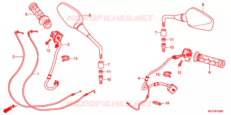 COMMODO - LEVIER - CABLE Honda MOTO 800 CROSSRUNNER 2011  VFR800XB