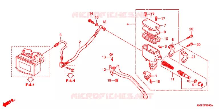 MAITRE CYLINDRE DE FREIN ARRIERE (FJS600A9-2KO/FJS600AB) Honda SCOOTER 600 SILVERWING 2011  FJS600AB