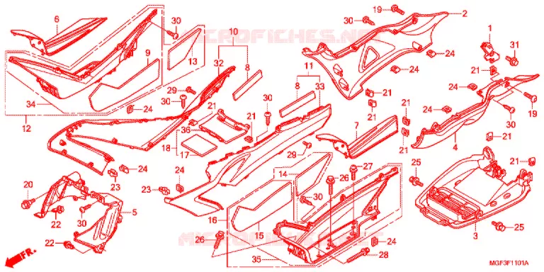 MARCHE PIEDS (FJS600A9-2KO/FJS600AB/DB) Honda SCOOTER 600 SILVERWING 2011  FJS600AB