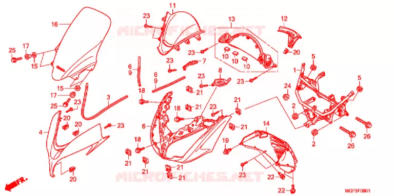 CARENAGE AVANT (FJS600A9-2KO/FJS600AB/DB) Honda SCOOTER 600 SILVERWING 2012  FJS600AB