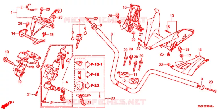 GUIDON - CARENAGE (FJS600A9-2KO/FJS600AB/DB) Honda SCOOTER 600 SILVERWING 2013  FJS600AB