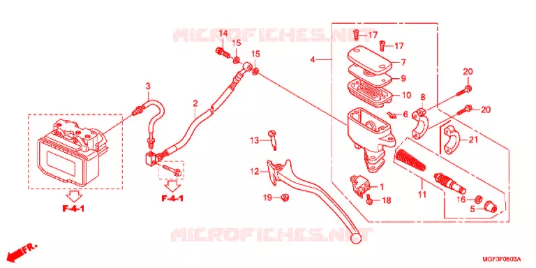 MAITRE CYLINDRE DE FREIN ARRIERE (FJS600A9-2KO/FJS600AB) Honda SCOOTER 600 SILVERWING 2014  FJS600AB