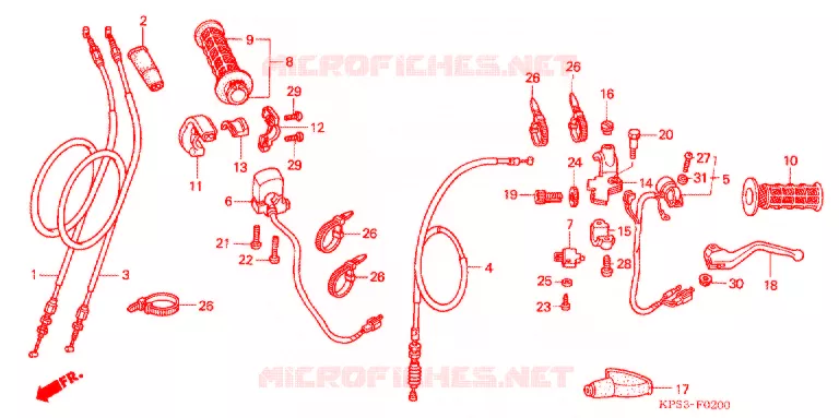 LEVIER DE GUIDON - CABLE - COMMODO Honda MOTO 230 CRF 2011  CRF230FB
